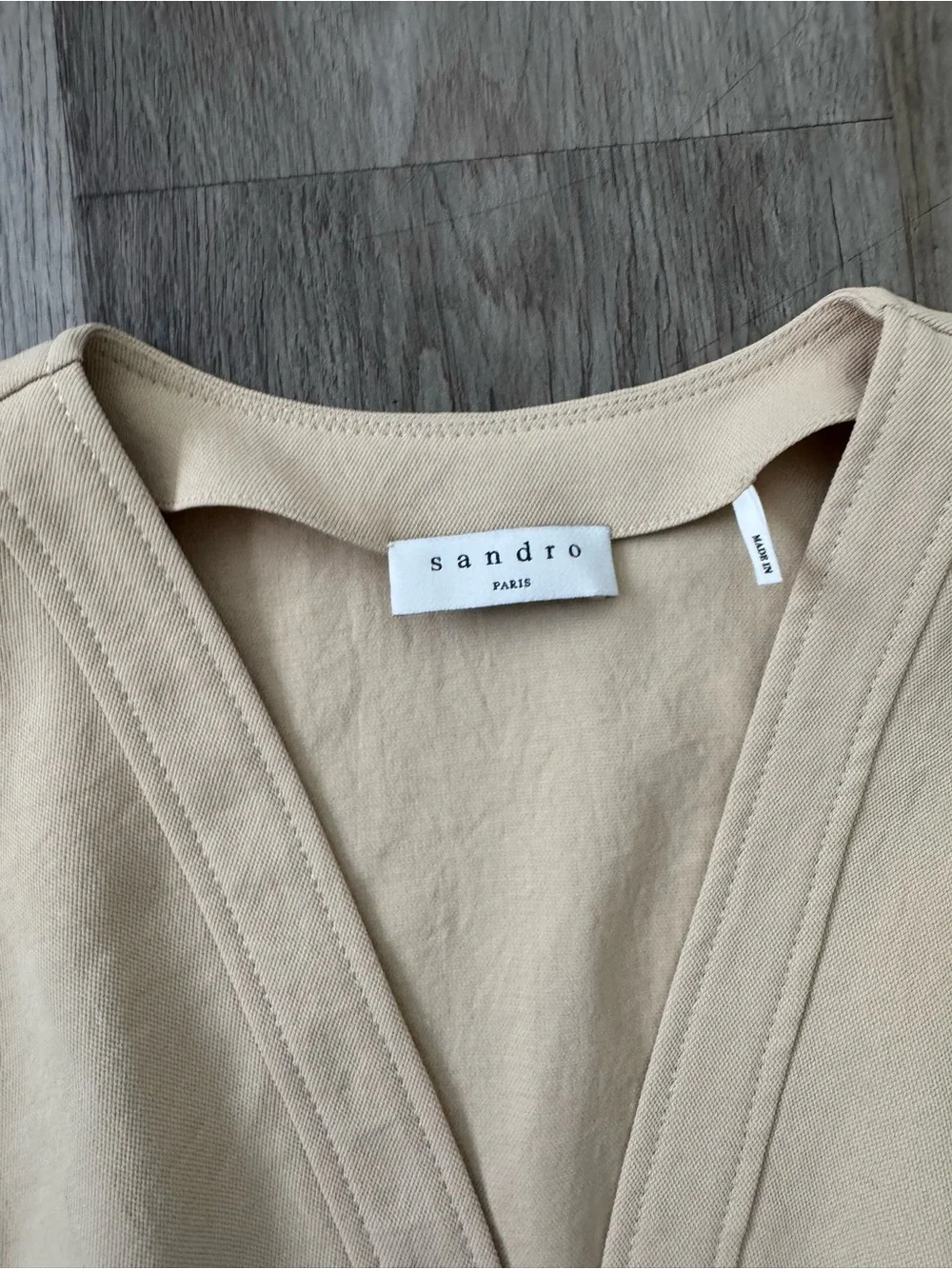 NEW Sandro Beige Teana Ruched Mini Dress EU 40